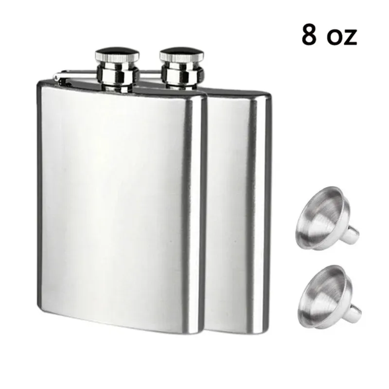 2024 4/8oc In Acciaio Inox Fiaschette Tasca Hip Flask Alcool Whisky Liquore Tappo A Vite Imbuto Liquore Fiaschetta