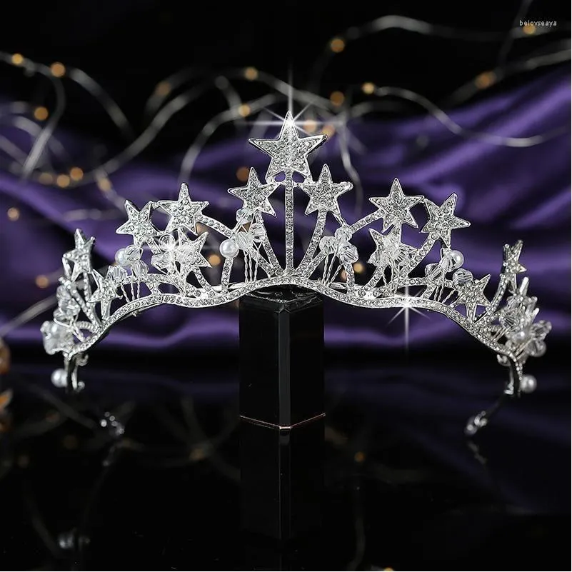 Haarspangen Haarspangen Krone Hadiyana Sternform Romantik Frauen Braut Zubehör Prinzessin Strass Tiara Schmuck BCY8904 Geschenke Drop De Otctn