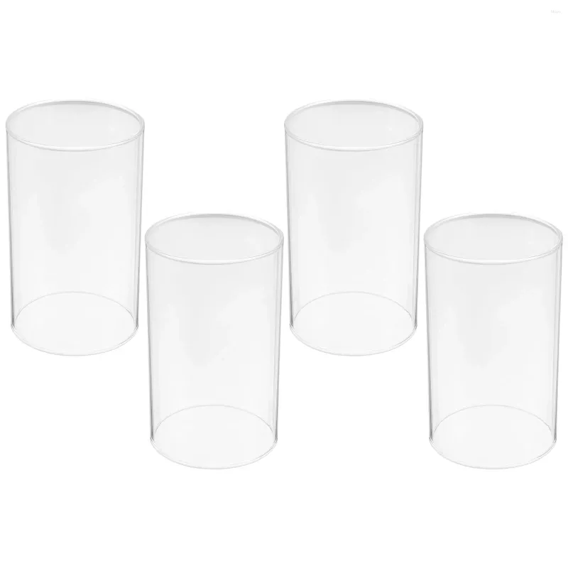 Ljushållare 4 datorer skugga Creative Glass Cup Cover Taper Display Accessory High Borosilicate Simple Cylinder Dust-Proof