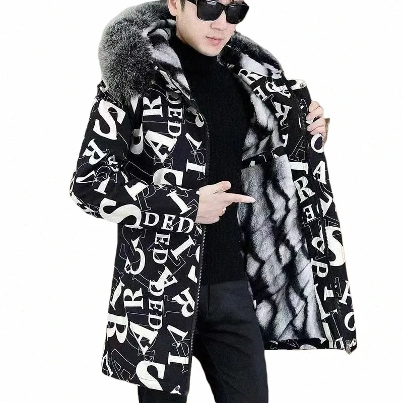 cott-padded Coat Winter Jacket Men's Parkas iable Mid-Length Thickened Jacket Brand Letter Print Fur collar b7Ba#