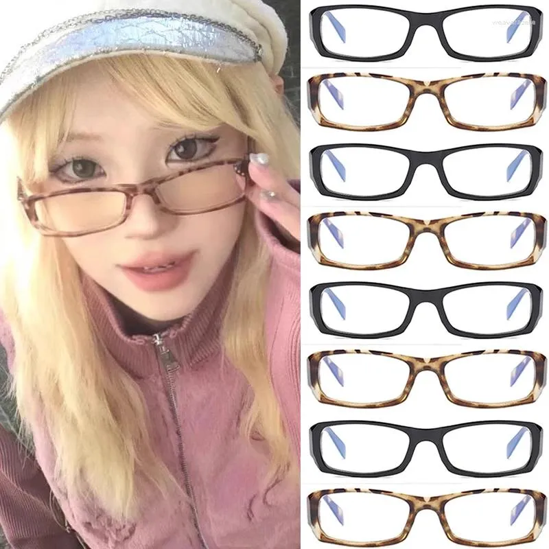 Sunglasses Vintage Black Square Frame Glasses Women Girls Japanese Eyeglasses Reading Optical Spectacle Retro Blue Light Blocking Eyewears