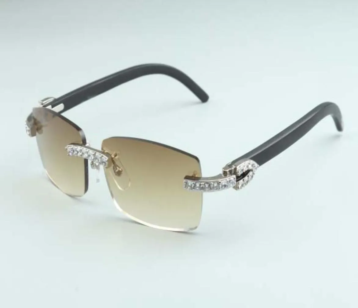 Neue, direkt ab Werk erhältliche Bügelsonnenbrille aus natürlichem schwarzem Birkenholz 3524012D7, luxuriöse, große Diamant-Sonnenbrille, Größe 5618135 mm, su9509097