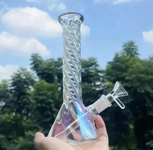 Verre Bubbler Heady Water Bongs Narguilés Pipe À Fumée Downstem Perc Recycler Dab Rigs Avec Bol De 14mm