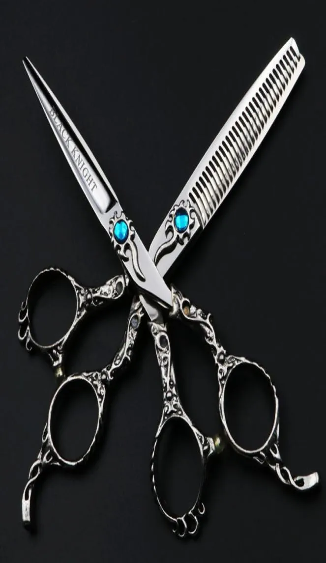 Black Knight 6 -calowy profesjonalne nożyczki do włosów fryzjerstwo Salon kosmetyczny Cutowanie i przerzedzenie zestaw fryzjerskich narzędzia 3607753