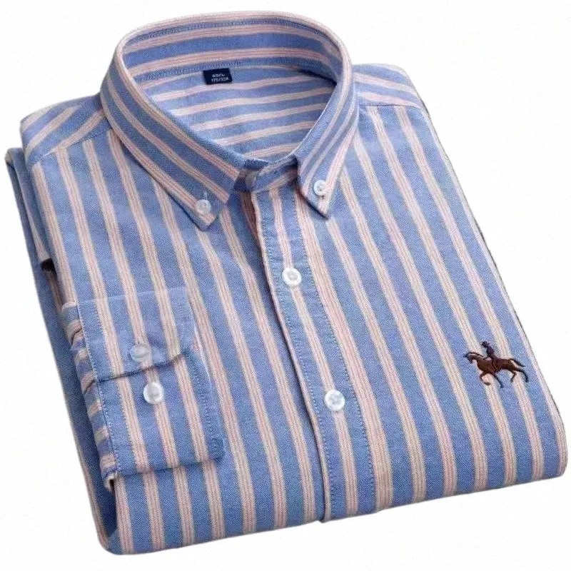Koszule z rękawów LG dla mężczyzn Odzież jesienna zima 100% bluzka bluzka Oxford Duży rozmiar Busin Casual Shirts Korean Fi B9gt#