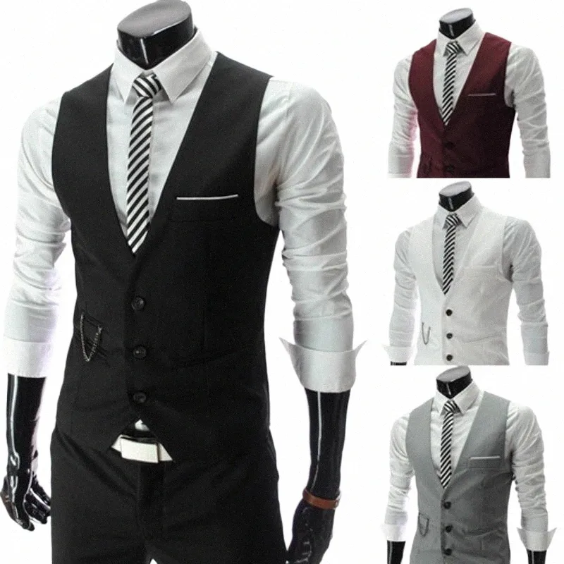 2023 New Arrival Dr Vests For Men Slim Fit Mens Suit Vest Male Waistcoat Gilet Homme Casual Sleevel Formal Busin Jacket A7Hx#