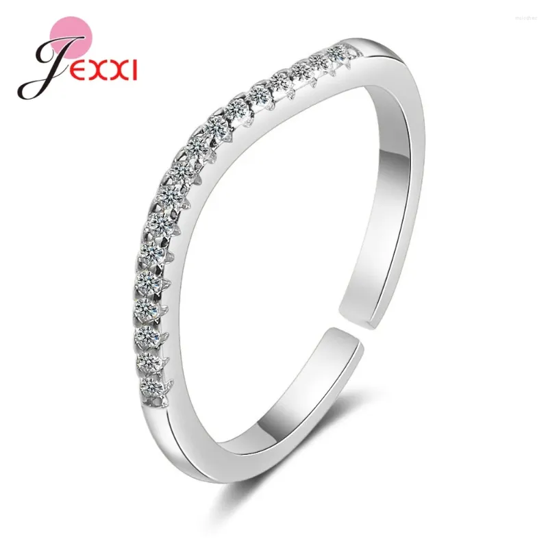 Klusterringar Enkelt mode 925 Sterling Silver Öppningsuttalande Paled Cubic Zircon Rhinestone Ring Gift Jewelry for Women