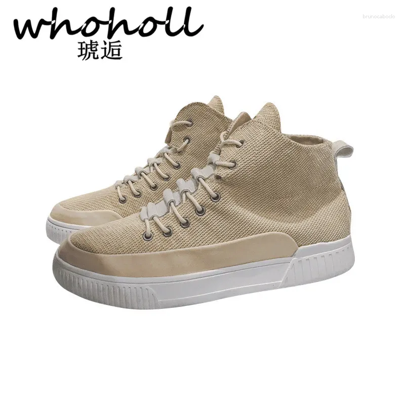 Wandelschoenen Whoholl 2024 Kwaliteit Heren Vulcaniseer Mannen Lente Herfst Top Mode Sneakers Lace-Up Hoge Stijl Effen kleuren Man