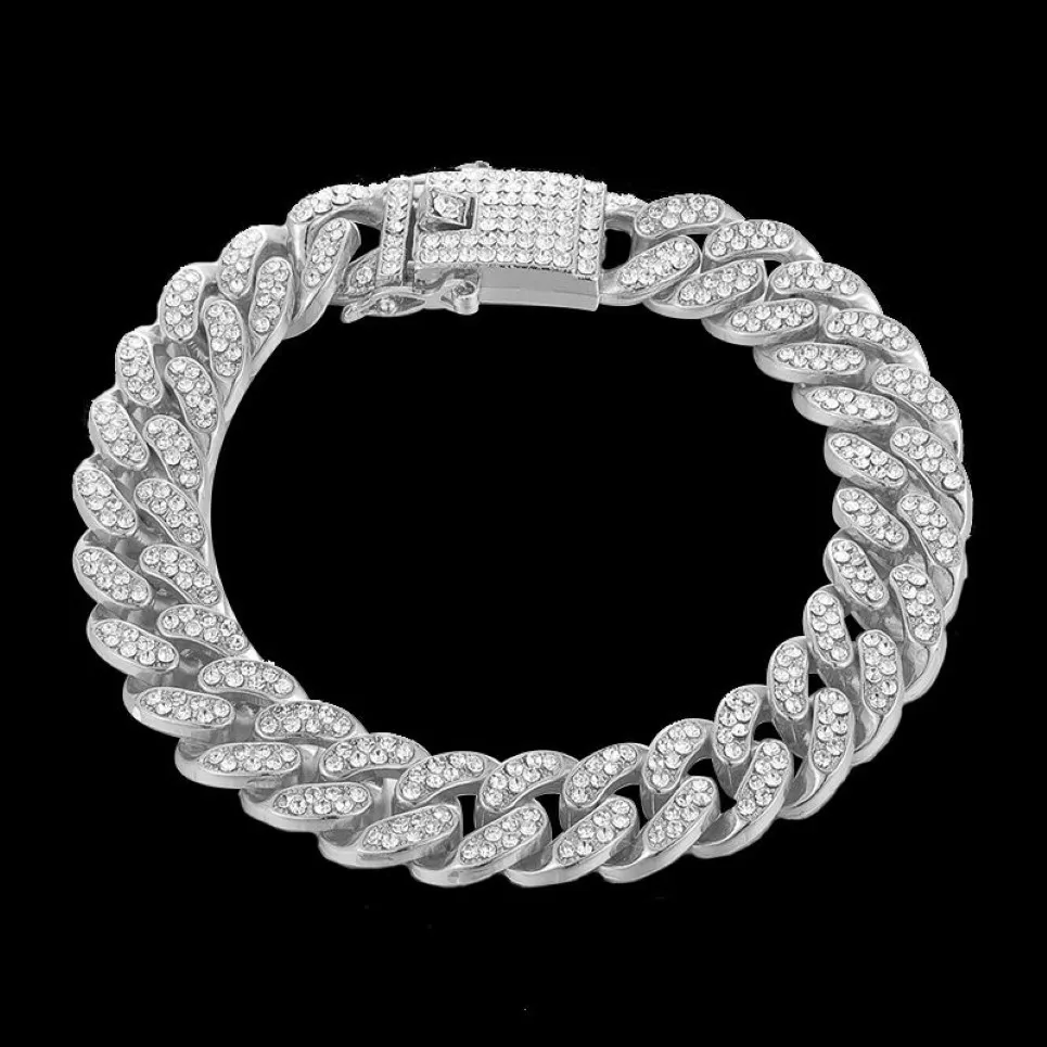 Bracelet en argent glacé pour hommes, chaîne cubaine Miami, Hip Hop, bijoux à la mode, 306O