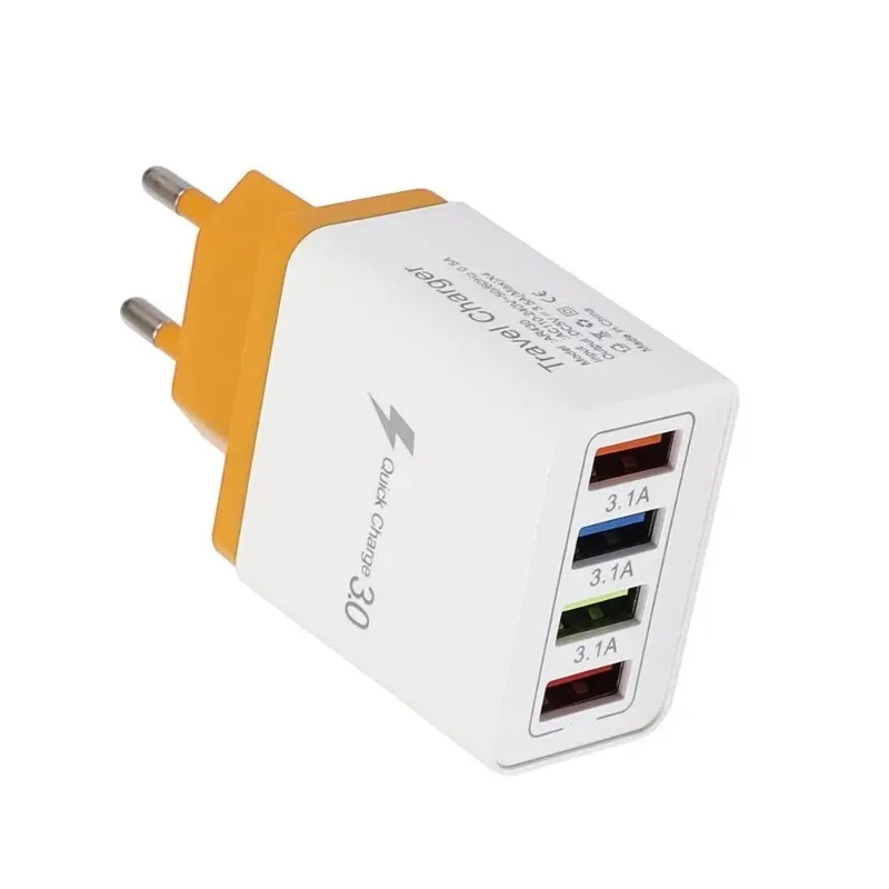 2024 USB Quick Mobile Phone Charger Adapter 4 USB Port Colorful Charger Travel Charging Charge Charger Charger