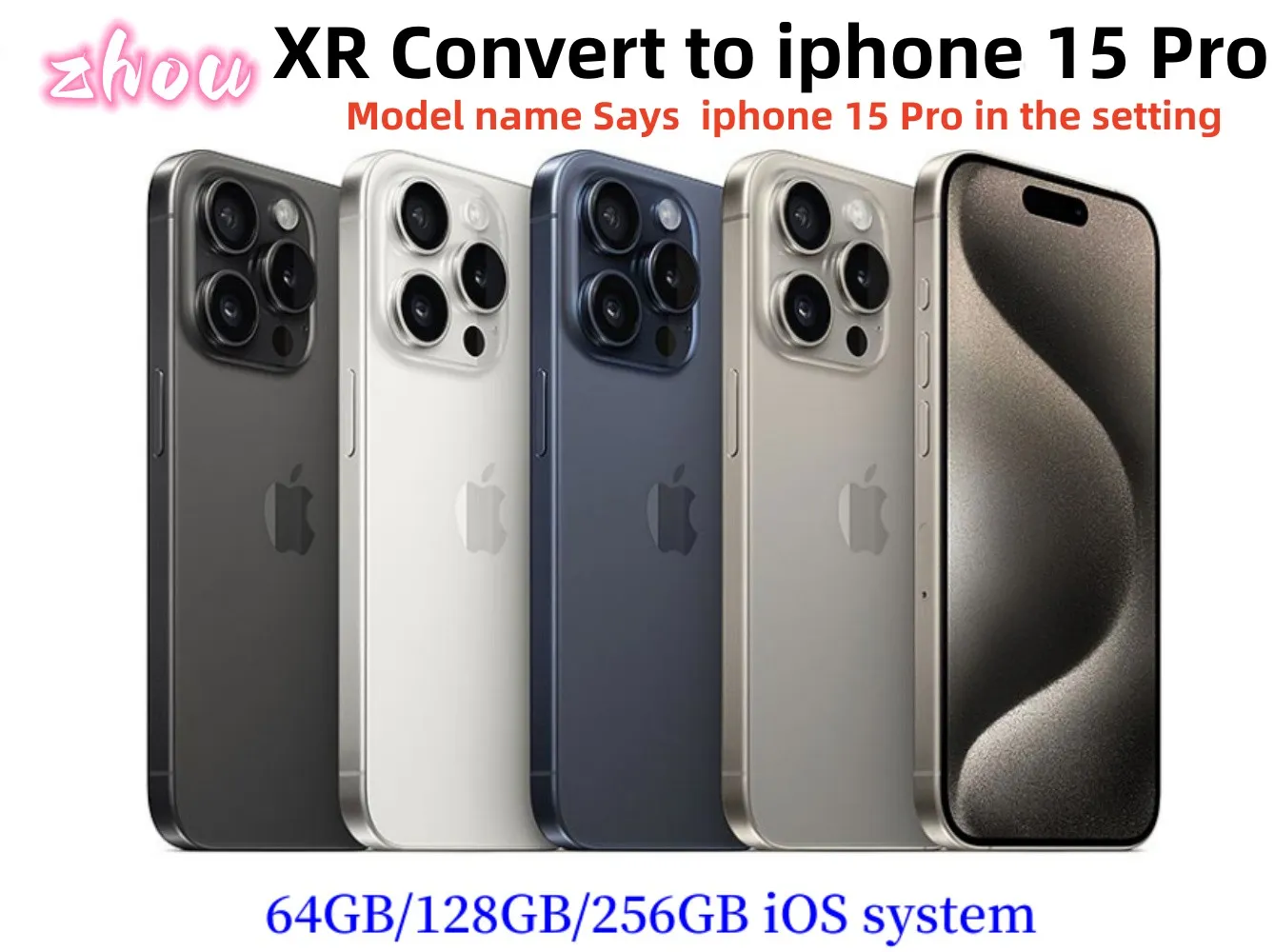 تم تجديد iPhone XR الأصلي الذي تم تجديده إلى الهاتف المحمول iPhone 15 Pro مع 15 Pro Campar