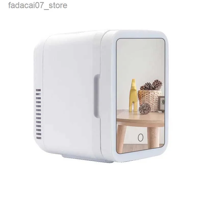 Kylskåp fryser 4L dubbla hushållsbilar använder minikylmedels frys för kylning och uppvärmning av kosmetik skönhetskylskåpsmakeup Q240326