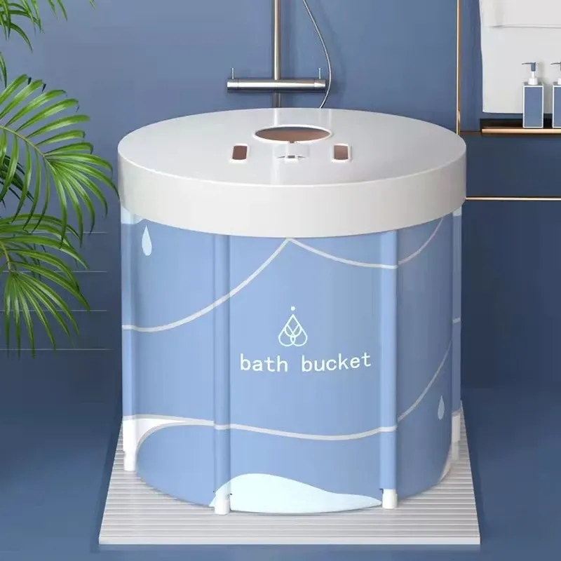 Bathtubs New portable bathtub for adults heatinsulated tub with lid home children baby swimming bath bucket creative bathroom supplies