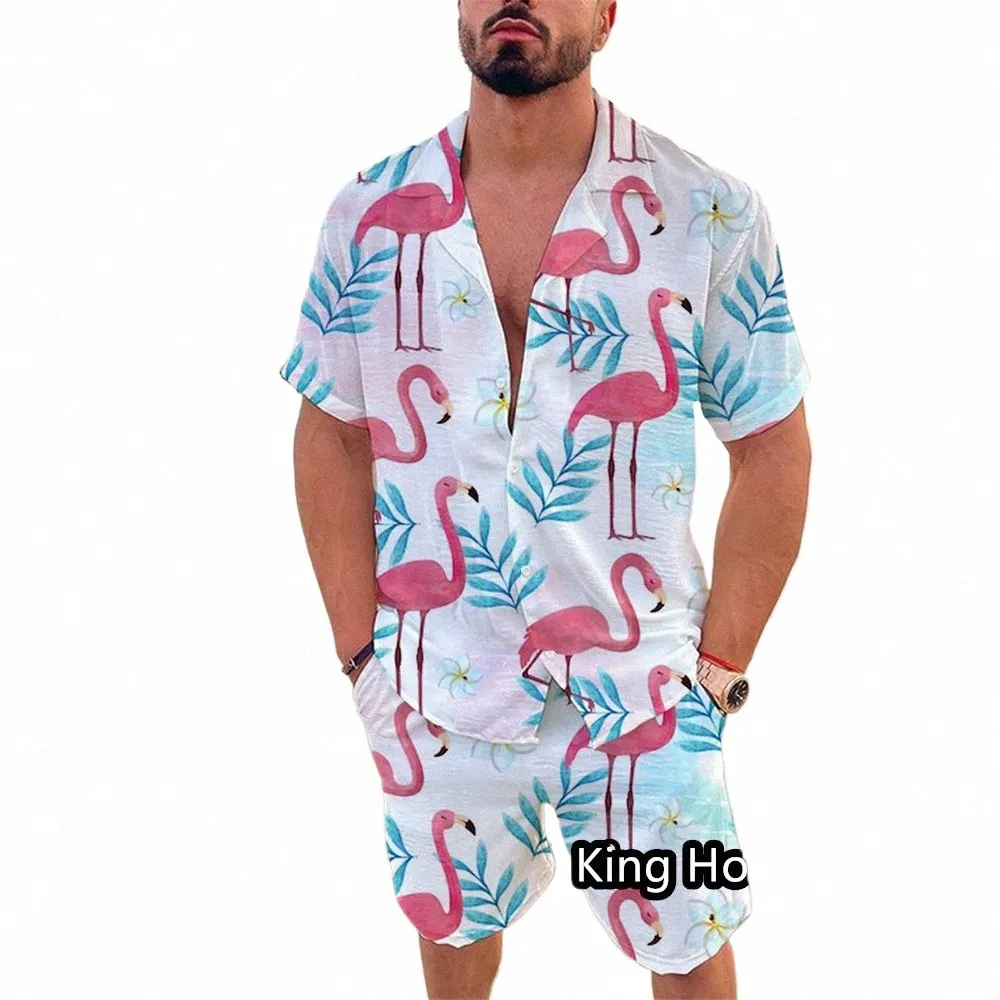 Männer Hemd Set Sommer 2 Stück Sets Für Männer Kurzarm Casual Hemd Shorts Übergroßen Strand männer Streetwear Hawaiian hemd Anzüge s5Js #