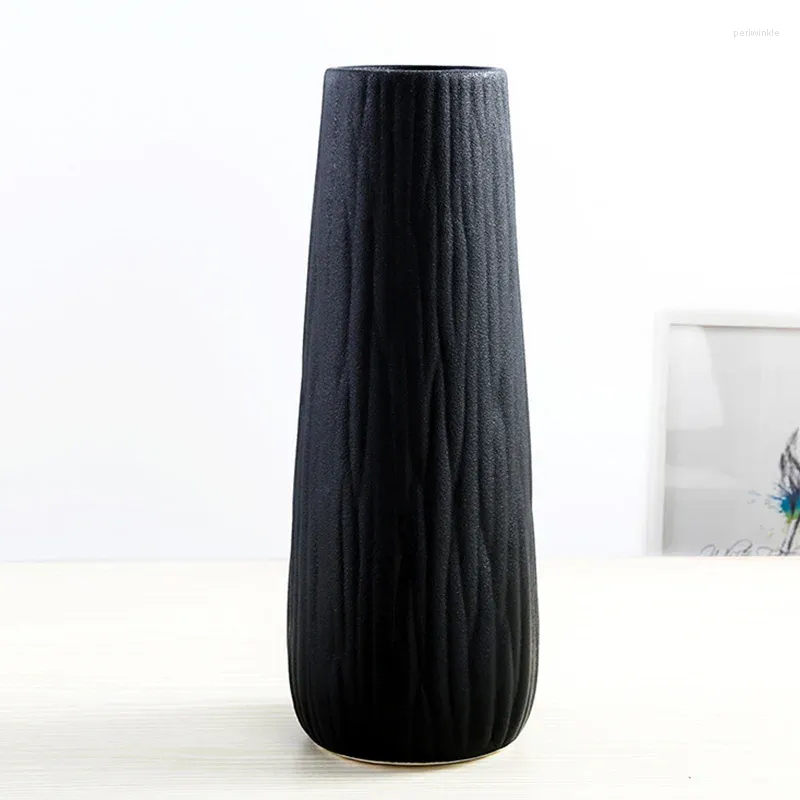 Vasos Modern Cerâmica Branco / Preto Vaso de Mesa Decoração Europeia Preto Moda Flowerpot Presente Criativo