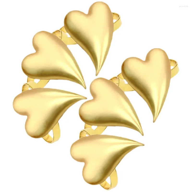 Tafelkleed 6 stuks hartvormige liefde servet gesp bruiloft decoratie houder metalen Valentijn ring
