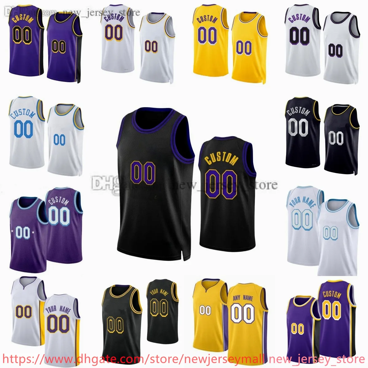 23 Lebron James Jersey Custom 2023-24 Printball Basket Coureys Bryant 3 Anthony Davis 1 D'Angelo 28 Rui Russell Hachimura Austin Reves Gabe Taurean Vincent Prince