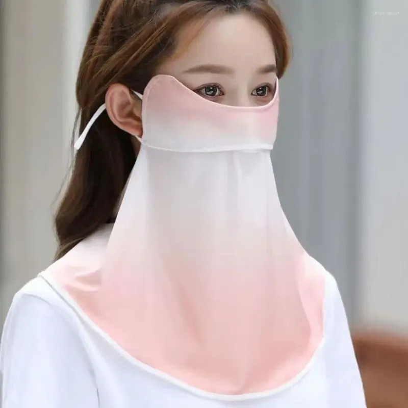 Scarves Blush Gradient Sunscreen Mask Face Shield Windproof Neck Wrap Cover Scarf Silk Fishing