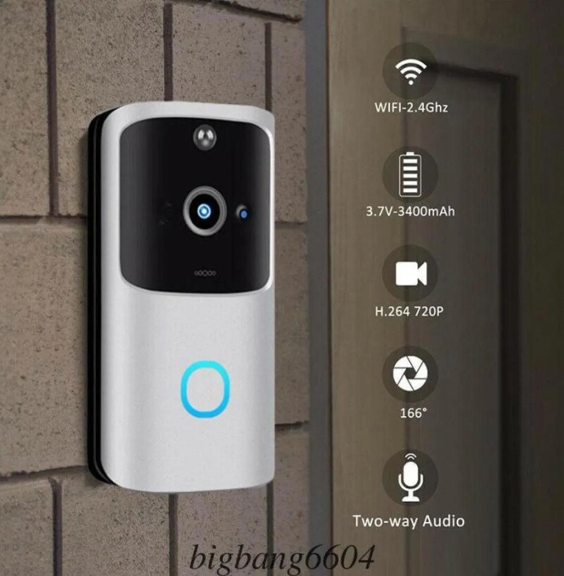 M10 24G Wireless WiFi Smart Doorbell Camera Video Remote Door Bell Ring Intercom CCTV Chime Phone App Home Security955520