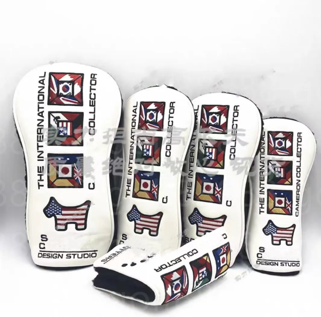 Headcover White flag design Driver 3and5wood Hybrid putter Golf headcover Contact us to view pictures with LGOO