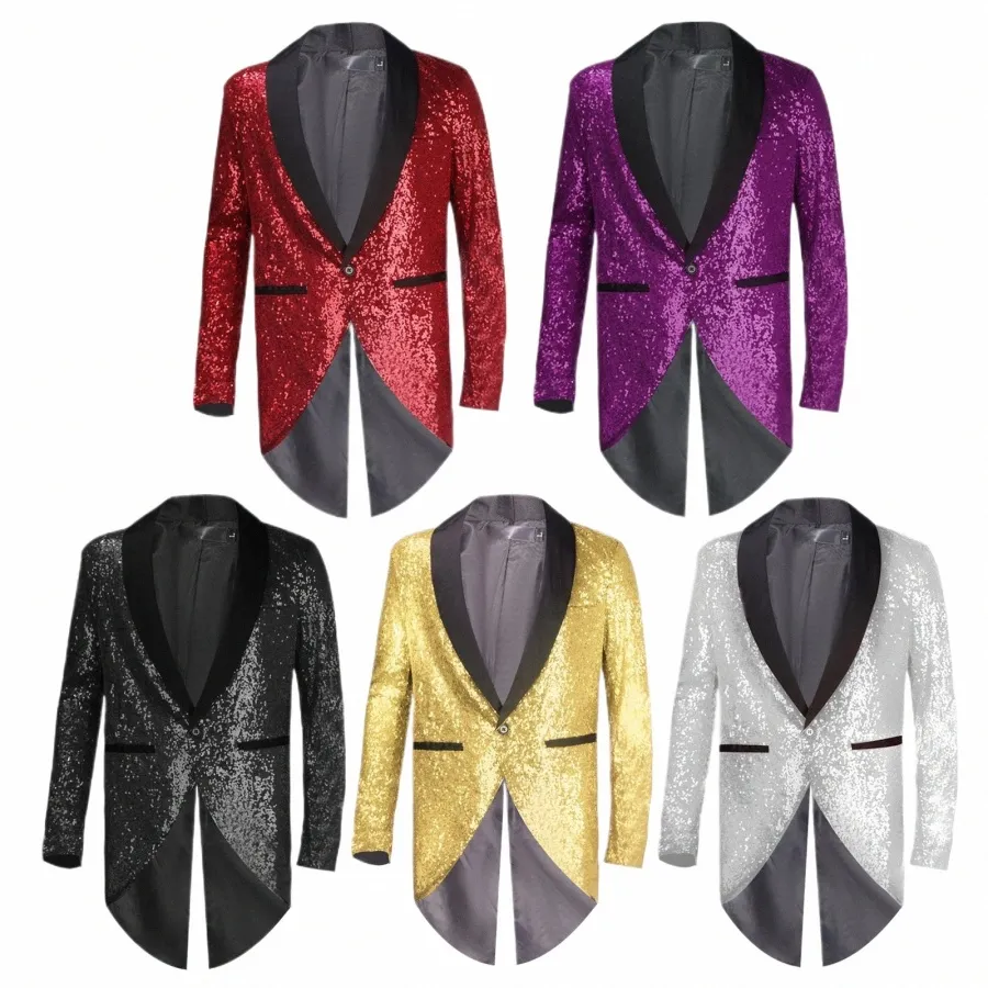 Oro lucido con paillettes glitter impreziosito giacca sportiva da uomo discoteca vestito da ballo giacca da uomo costume Homme abiti di scena per cantanti D3ky #