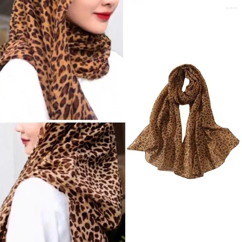 Foulards Mode Léopard Imprimé Châle Pour Femmes Longue Large Mousseline De Soie Costumes Musulmans Accessoires Printemps Été Dame Hijab Wrap M0L7