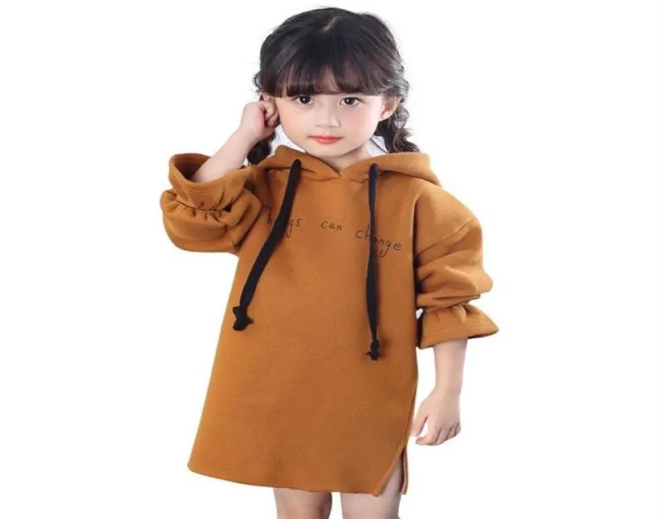 Aile Rabbit outono e inverno nova moda bebê menina sólido longo moletom vestido meninas roupas causais301H5394398