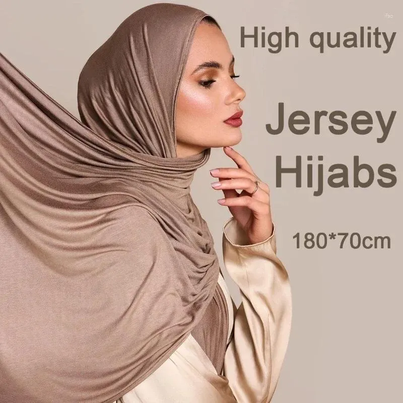 Scarves 170 80cm Modal Cotton Jersey Hijabs Scarf For Women Long Muslim Shawl Stretchy Easy Plain Head Wraps Headband