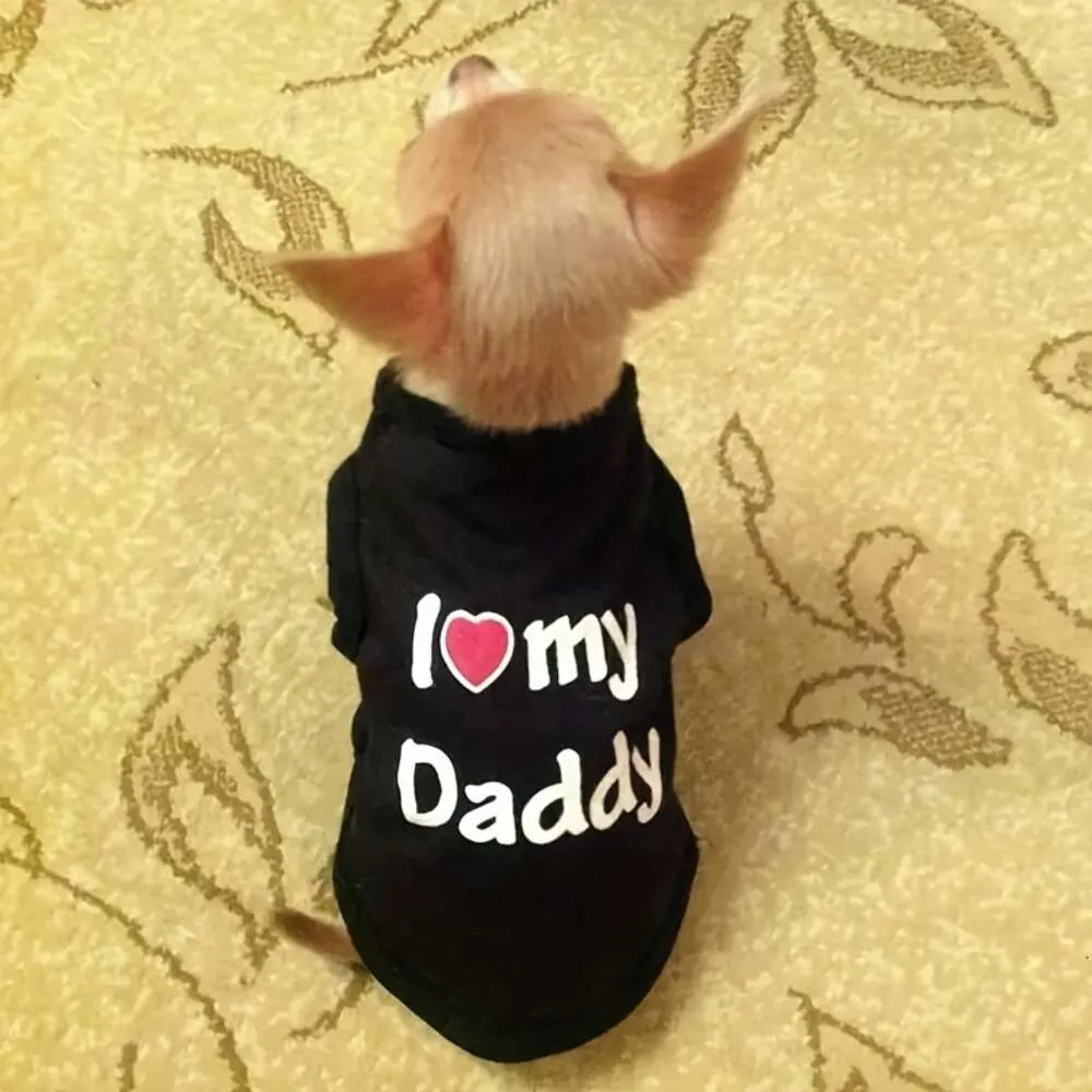 „I Love My Daddy“ Entzückende Hundeweste – Atmungsaktives, ärmelloses Sommer-Tanktop für kleine Hunde | Bequeme, stilvolle Haustierkleidung für tägliche Ausflüge.