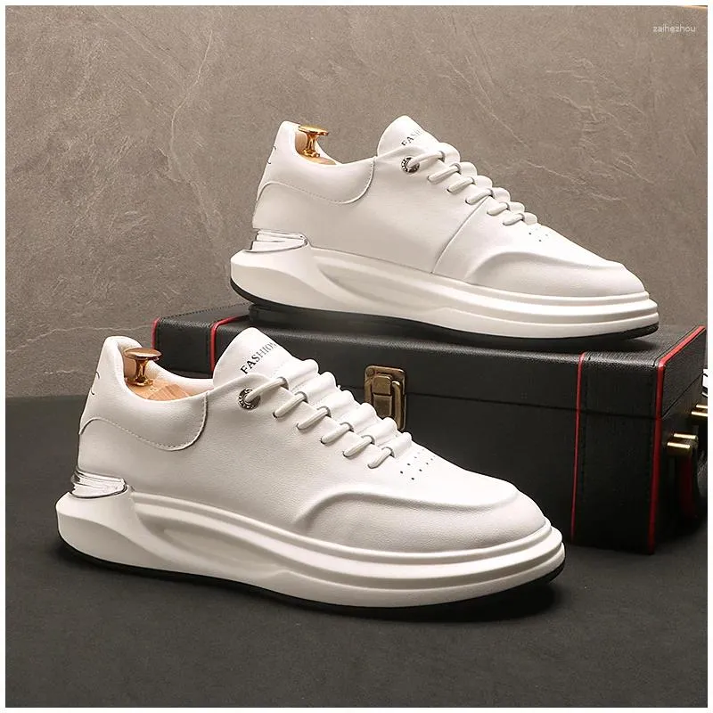 Chaussures décontractées mode 2024 marque de créateur hommes blanc fond épais à lacets chaussures plates mâle marche baskets Zapatillas Hombre