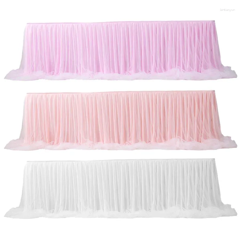 Jupe de Table décorative en tissu de gaze pour mariage, couverture en Tulle, fête à domicile, trois couleurs parfaites