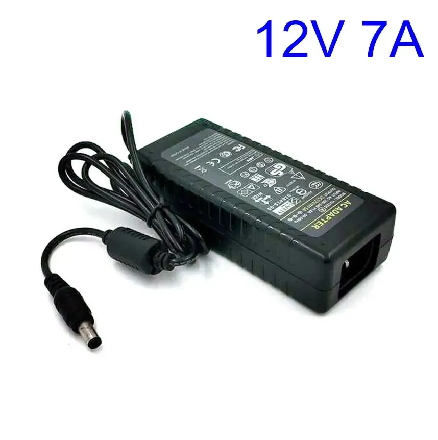 어댑터 12V7A AC DC 어댑터 충전기 5050 3528 LED 조명 LCD 모니터 CCTV 12V 7A 84W 스위치 전원 공급 장치 DC 5.5*2.5/2.1mm