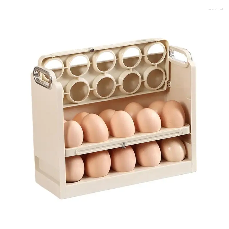 Butelki do przechowywania dozownik jajek do lodówki 3 warstwy lodówki Oszczędzanie lodówki boczne boczne drzwi z 30 kratkami i skalą czasową