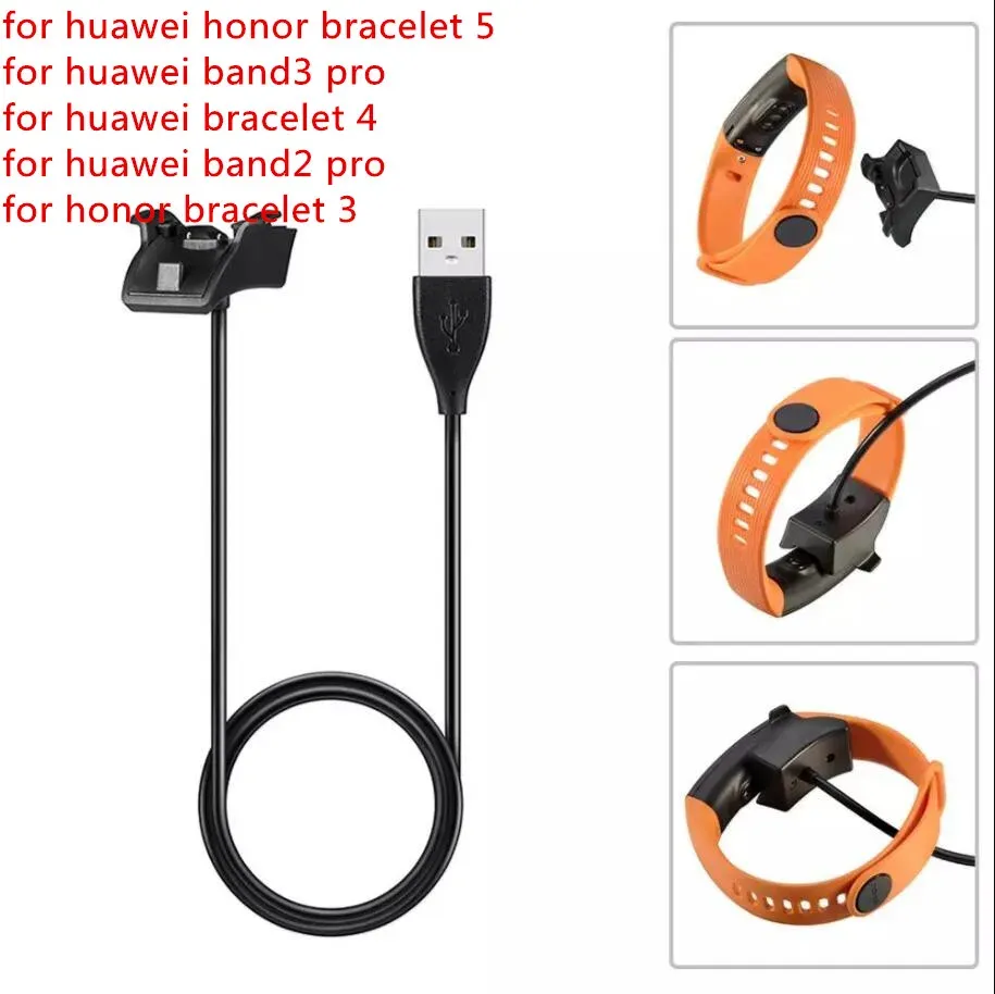 Tillbehör 100st. USB -laddningsdatakabel för Honor 5 Dock Charger för Huawei Honor 3 4 Smart Watch Band för Huawei Band 3 Pro Band 2 Pro