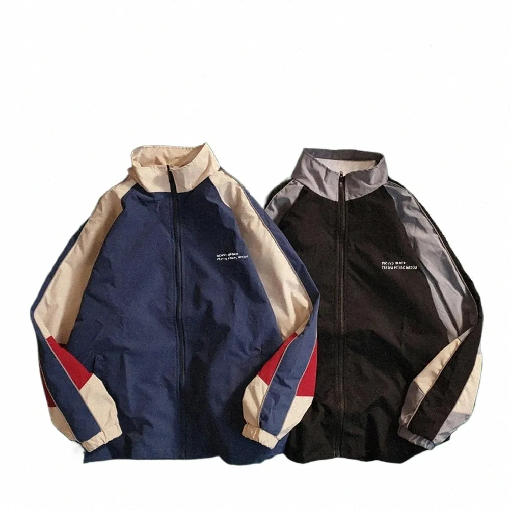 men Varsity Jacket Hip Hop Patchwork Color Block Windbreaker Coats Men Spring Autumn Korean Streetwear Thin College Jackets M7Aq#