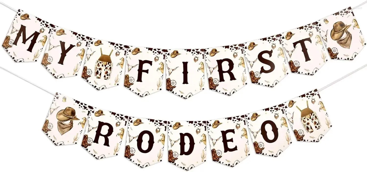 Party Decoration My First Rodeo Banner Brown Western Bunting Garland Wild West Cowboy Decorations Supplies