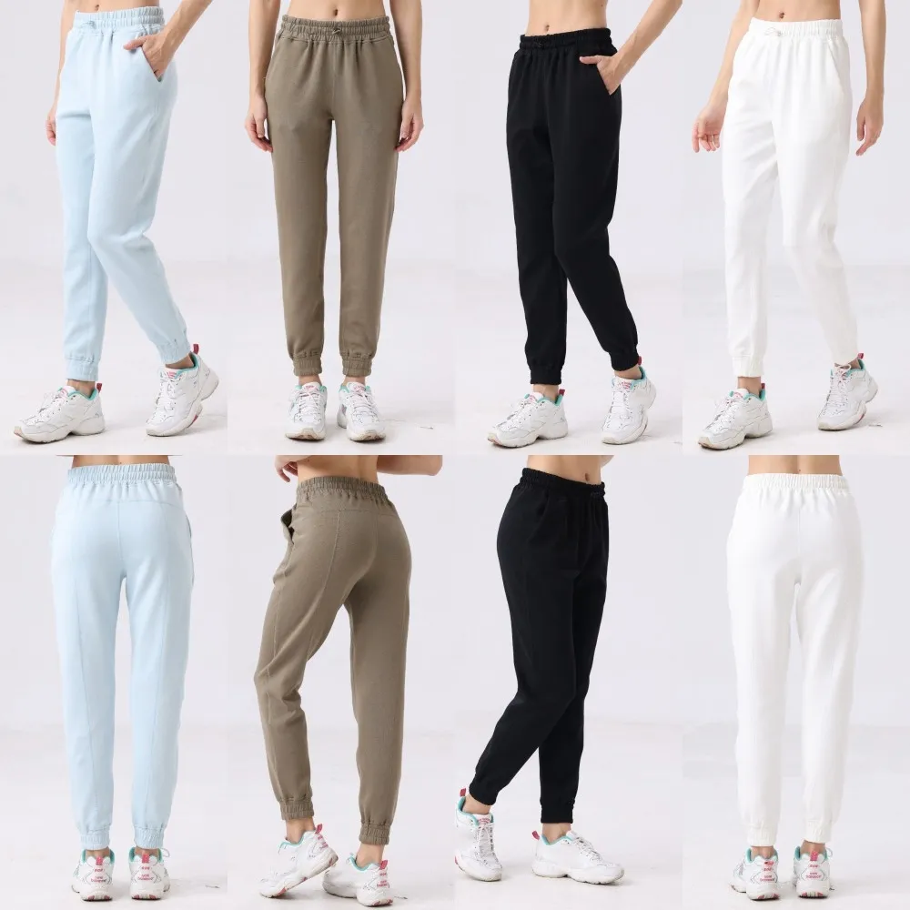 LL Yoga Jogging Ladies High Waist Sweatpants Pure Cotton Fleece Sweater Pants Fitness Autumn And Winter 4 Colors