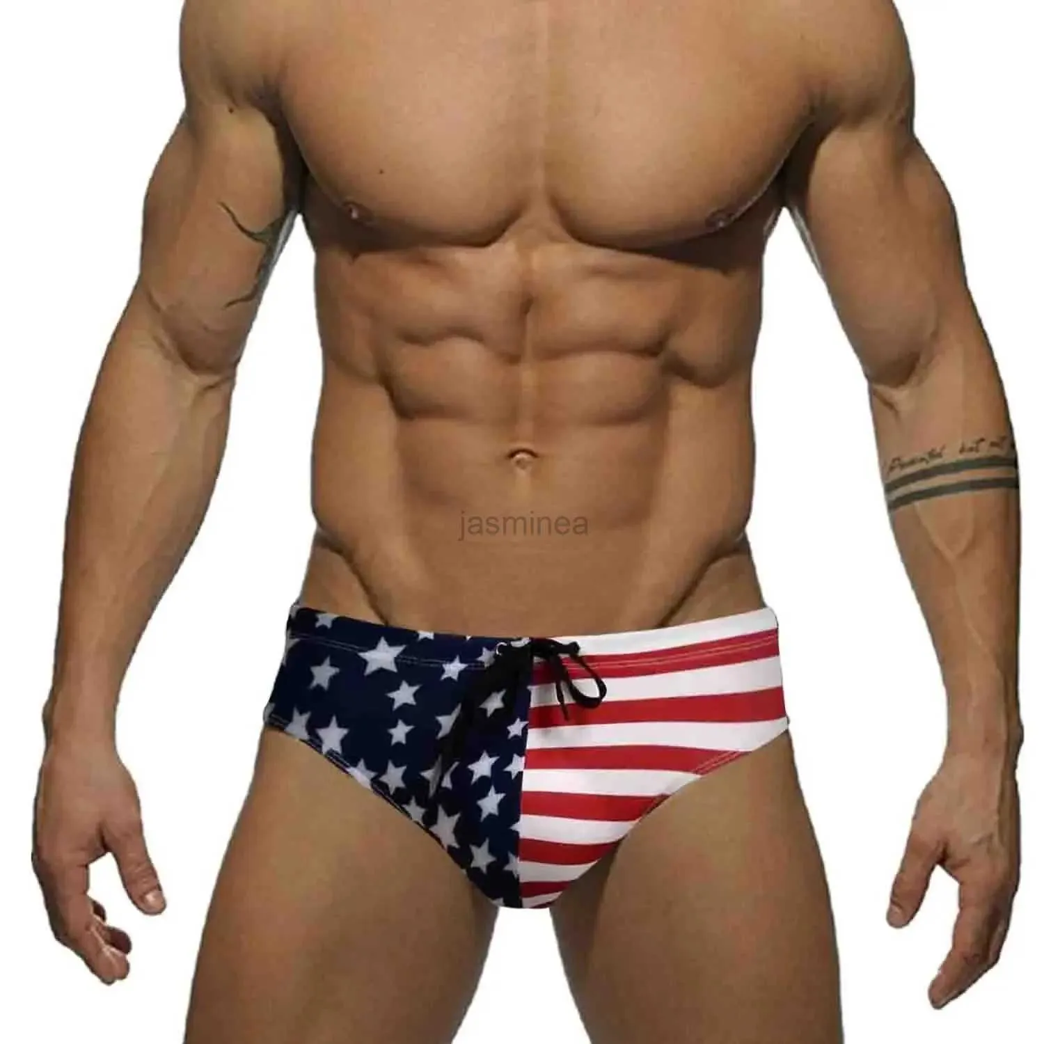 Zwemkleding voor heren Herenondergoed Zachte zwembroek Amerikaanse vlag Sexy onderbroek Zomerstrand Zwembroek Strandsportshorts Badpak 24327