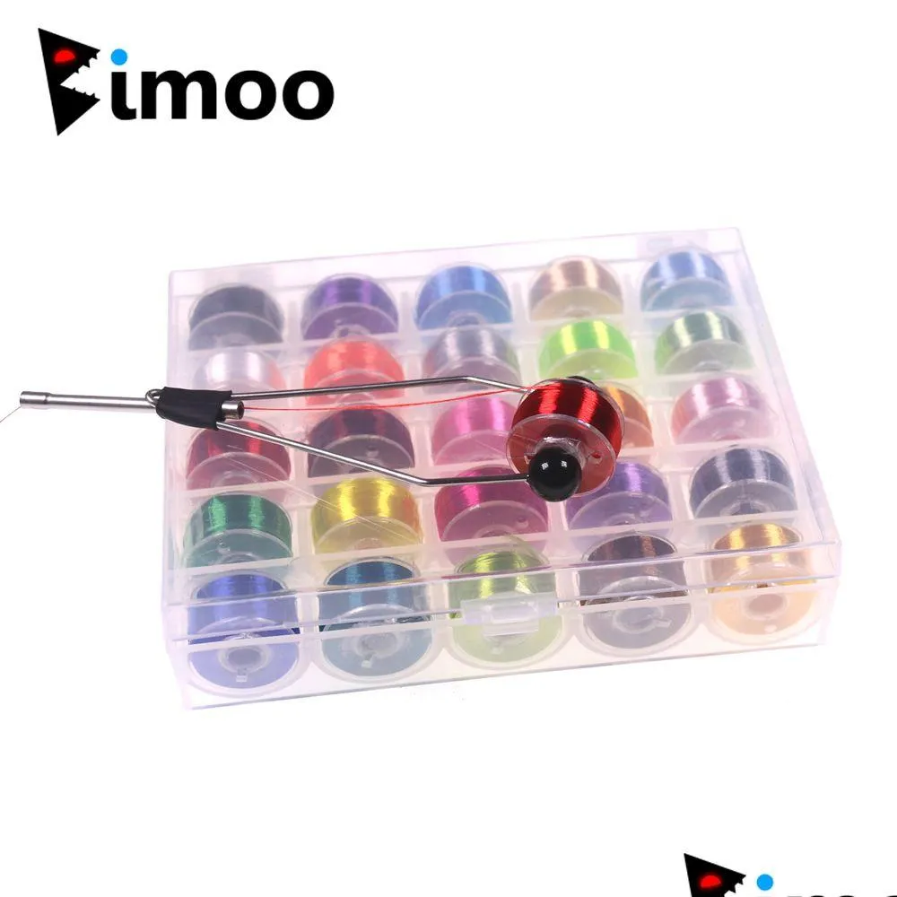 미끼 미끼 bimoo 25pcs 크기 6-14 파리 낚시 유혹 제작 물질 바이 세라믹 팁 보빈 홀더 dhfp0