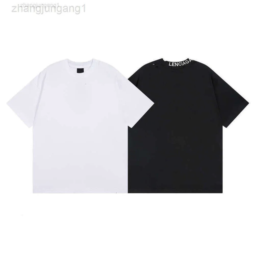 24SS Desginer Balanciaganess TシャツBaleciaga Paris SS23 New B Family Solid Color Simple Back Collar Ribbed刺繍文字