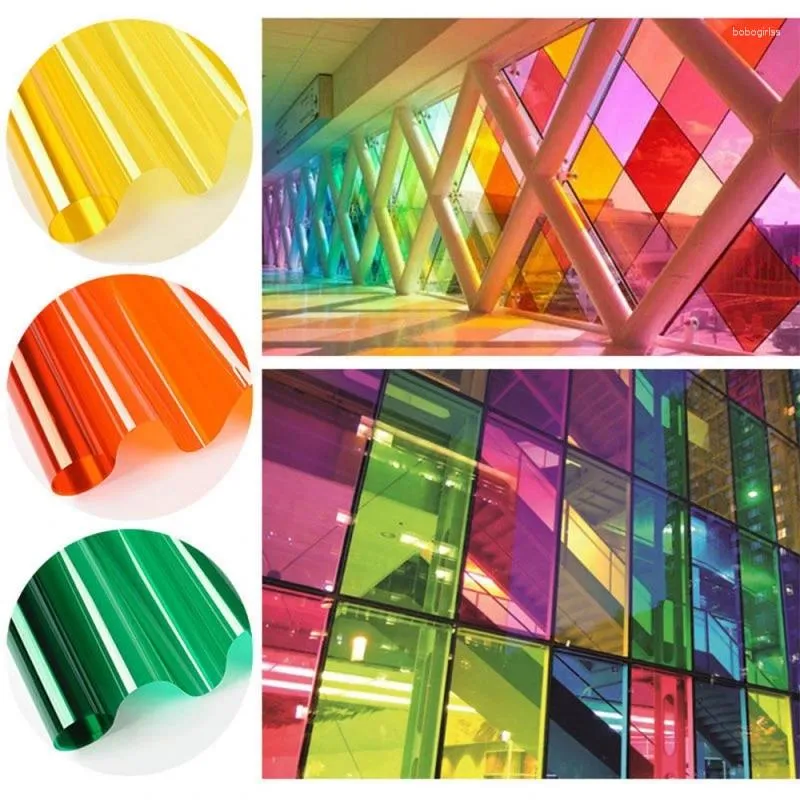 Adesivi per finestre Pellicola decorativa colorata Effetto colore trasparente Decorazione in vetro Tinta Controllo del calore Blocco solare per la casa del centro commerciale
