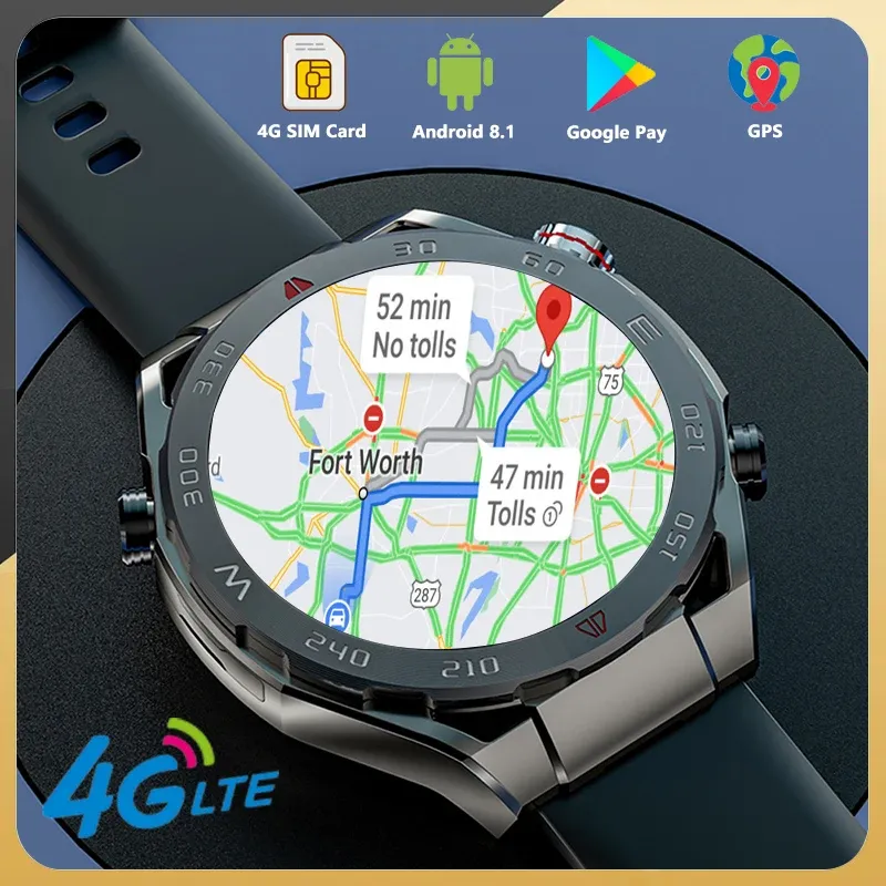 Montres 4G LTE Smartwatch GPS Wifi Carte SIM NFC 5MP Caméra IP67 Fréquence Cardiaque Google Play APP Télécharger Android Ultimate Smart Watch Pour Hommes