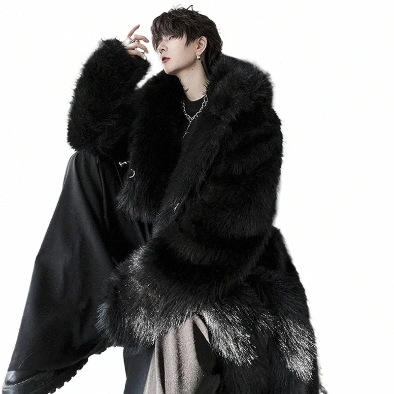 Luzhen Trendy męski zagęszczony futra Fur Płaszcz Rówek luźne obfite zimowe stylowe stylowe high street Windbreaker oryginał e3b895 H78x#