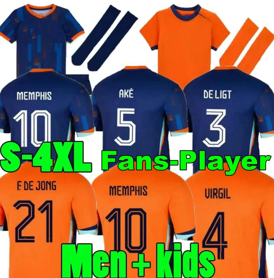 2024 Holanda MEMPHIS Futebol 24 25 Holanda Jersey F.DE JONG VIRGIL DUMFRIES BERGVIJN Camisa Klaassen Blind de Ligt Homens Crianças Kit Gakpo Fãs Jogador Masculino Mulher