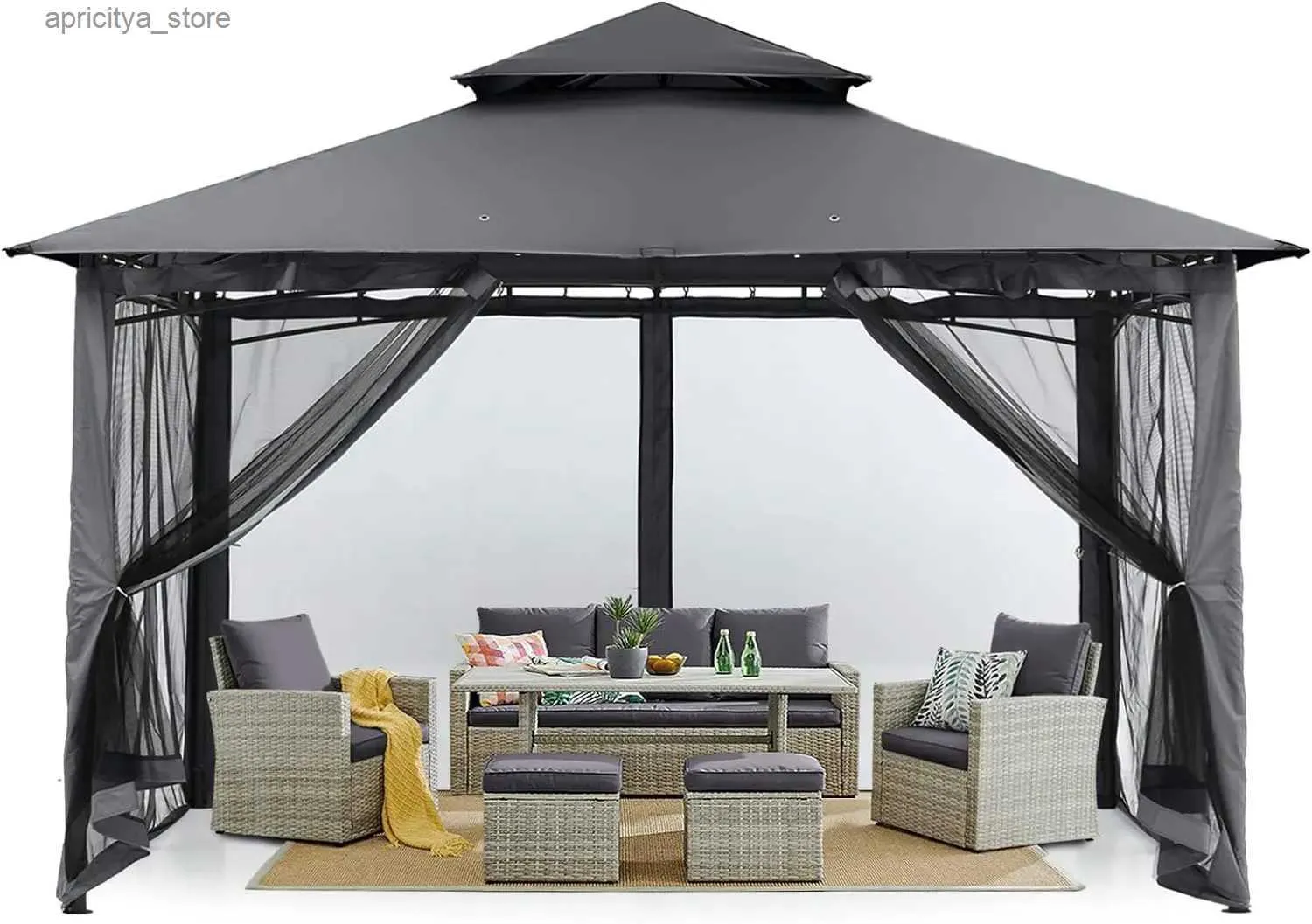 Lightweight 10x12 outside canopy tents with Steel Frame and Mesh Wall Ideal for Outdoor Garden Terraces Patio Camping and Folding