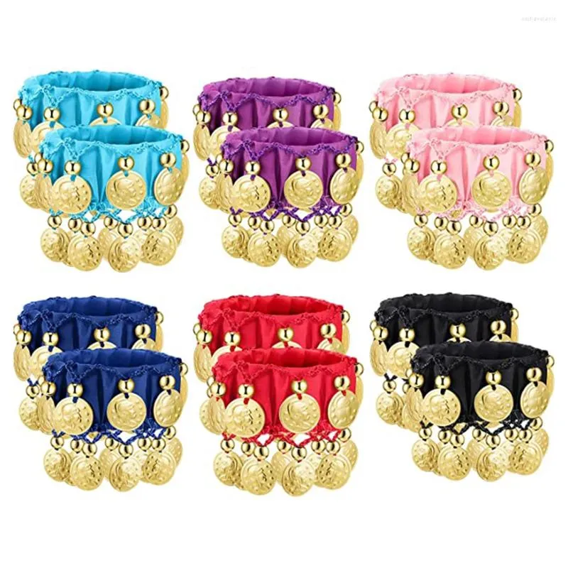 Braccialetti con ciondoli 1 paio di danza del ventre con monete polsini alla caviglia per donne e ragazze accessori per costumi in chiffon zingaro