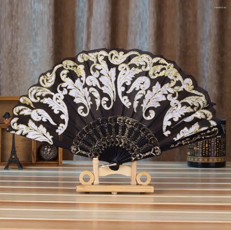 Dekoratif figürinler vintage stil katlanır fan plastik fanbone sanat zanaat hediyesi ev dekorasyon süsleri dans el hayranları (rastgele desen)