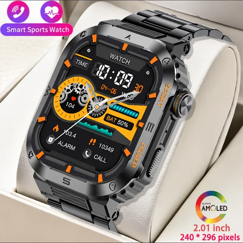 Titta på nya robusta militära smartwatch Men's Sport IP68 Vattentät Bluetooth Call Heyshast Detection Men's Smartwatch för Xiaomi Huawe