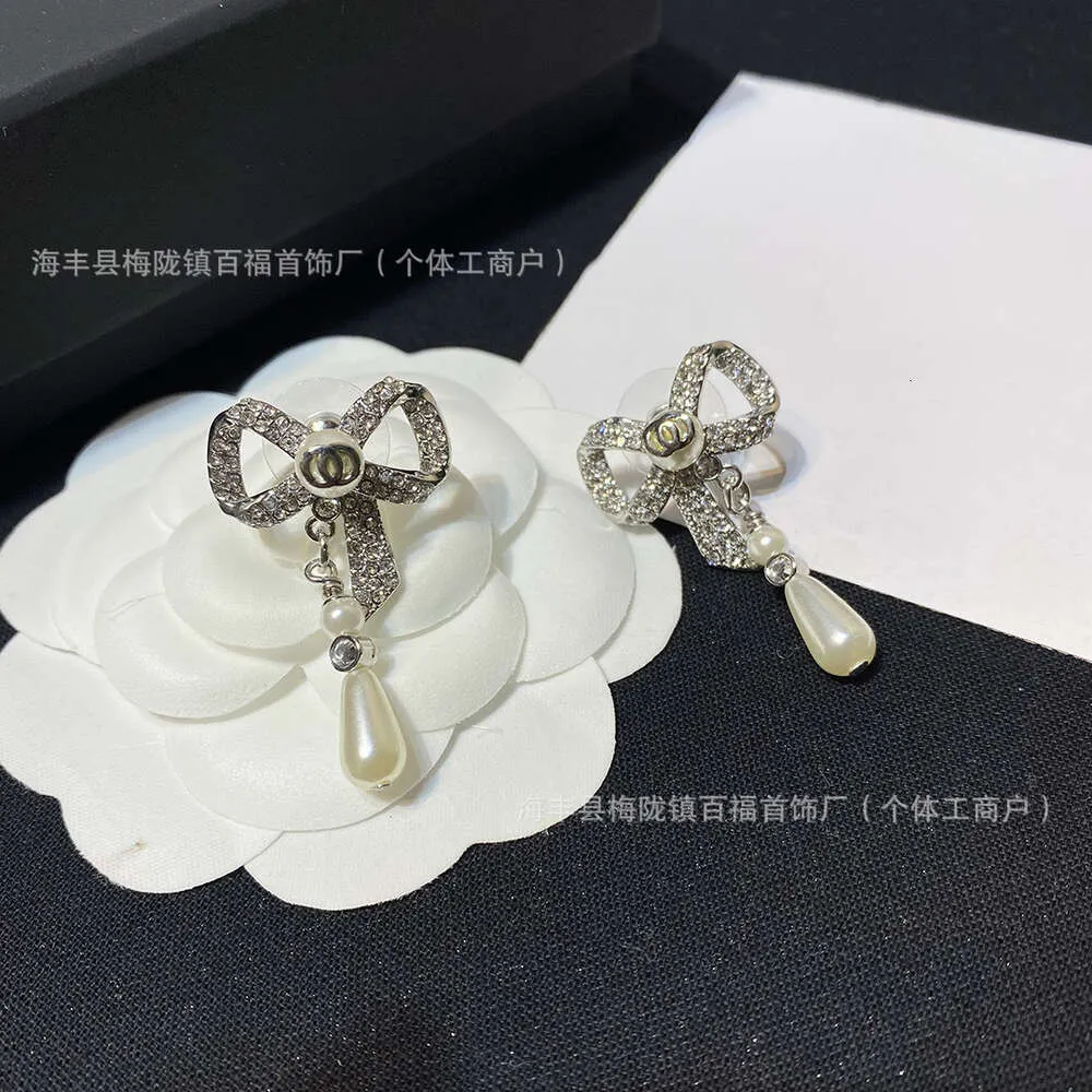 luxury earrings channelism Wind Bow Drop Pearl Earrings Versatile Trendy Earrings