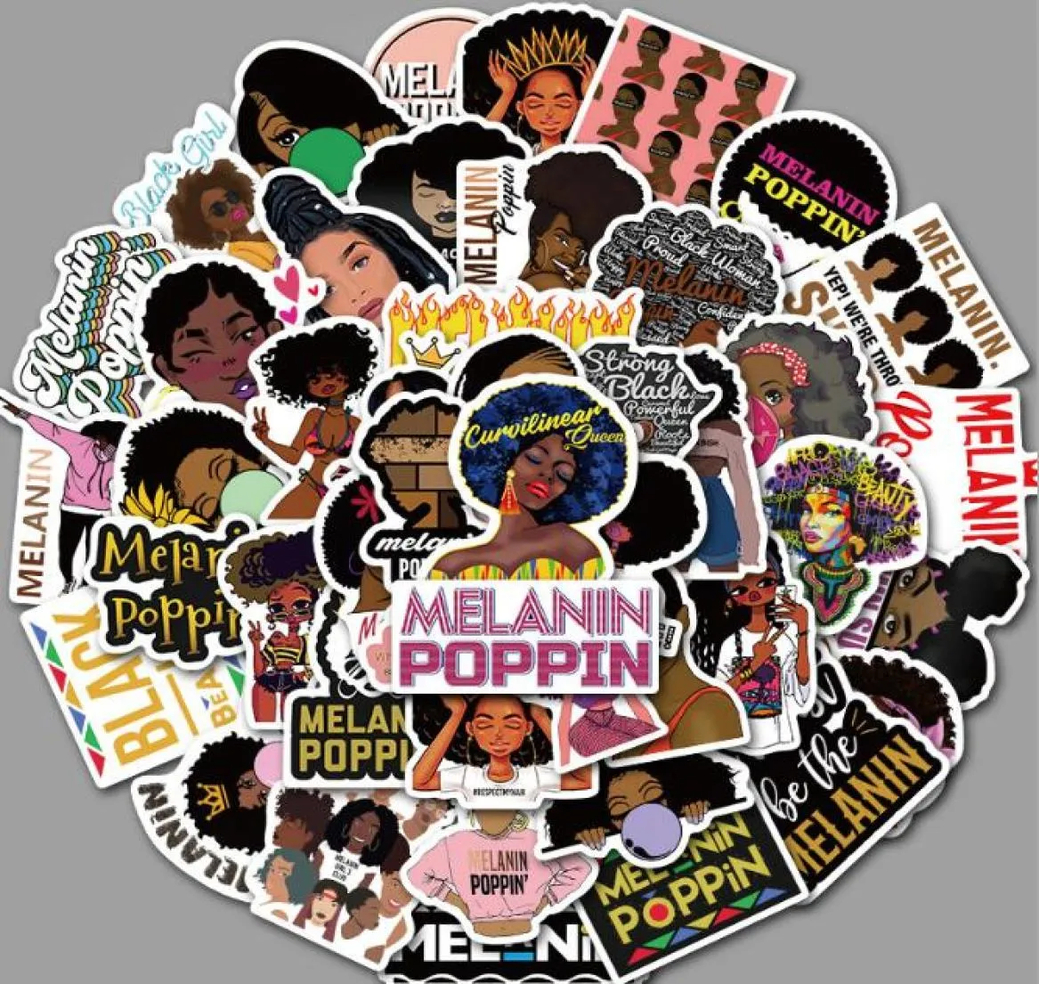 50 NonRepeating Inspirational Black Girl Melanin Poppin Stickers Notebook Luggage Scooter Trolley Case Laptop Skateboard Car Stic3906834